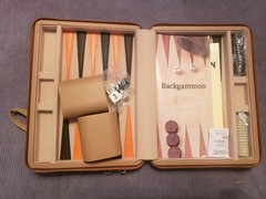 Yellow Mountain Imports Travel Magnetic Leatherette Backgammon Mini Game Set, Bo