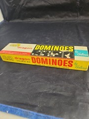 Vtg Dragon Double Six Dominoes Halsam set No 622 28 pieces Box Condition Good
