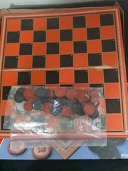 Pressman Checkers Board Game Set Folding Board w/ Red & Black Pieces, 2 Players