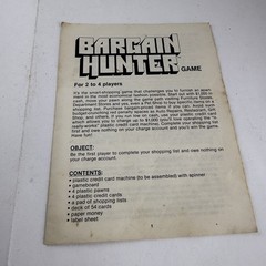 Vintage Bargain Hunter Board Game Replacement Instruction Manual ONLY