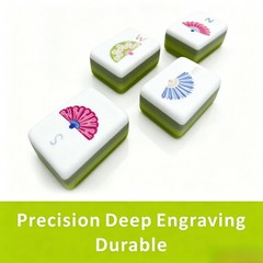 160 American Mahjong Tiles – 4-Layer Acrylic Engraved, Apple Green Theme Set