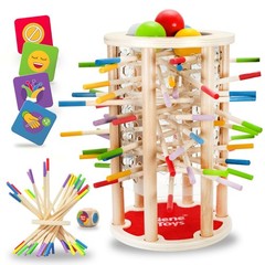 BALLFALL Jumbo – Montessori Wooden Board Game for 3 4 5 6 Years – Colorful St…