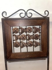 Decorative Wall-Mounted Tic-Tac-Toe game board made of dark wood & Colored Metal