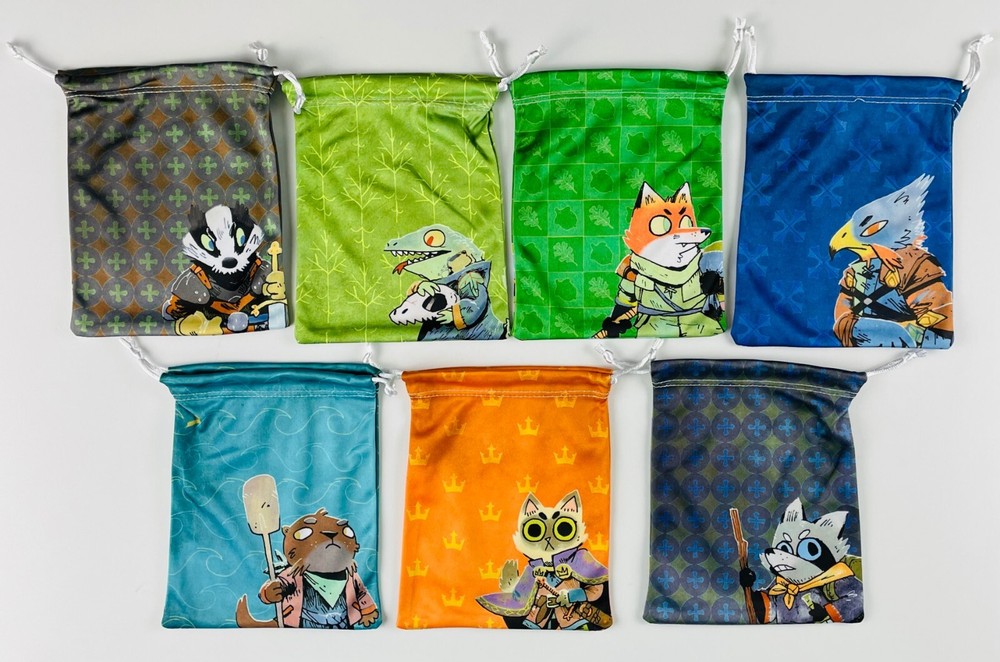 7 Drawstring Microfiber Bags for Root Board Game NEW