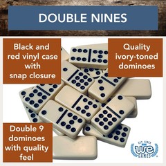 WE Games Double Nine Dominoes – Ivory Color Tiles, Club Size