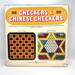 Vintage Pressman CHINESE CHECKERS /CHECKERS Tin Board 14″ Marbles