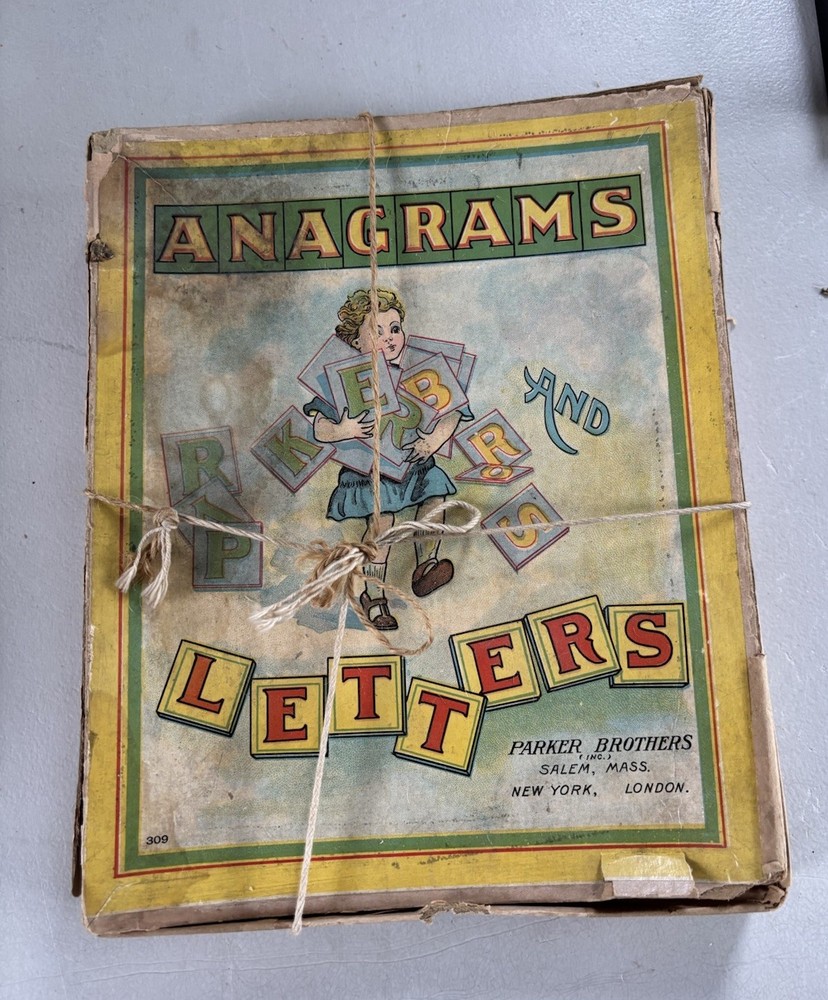 Antique Parker Brothers Anagrams & Letters Game Red Letter Tiles Salem Mass