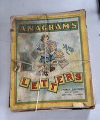 Antique Parker Brothers Anagrams & Letters Game Red Letter Tiles Salem Mass