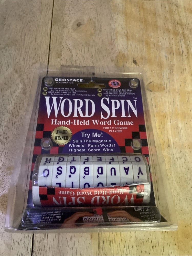 Word Spin 1995 Hand Held Word Game by Geospace 1 or More Players NEW