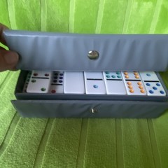 Cardinal Mexican Train 55 pieces Domino Game Complete Set w/ Case, Colored Dots