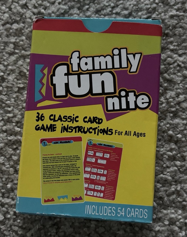 Family Fun Nite Card Game 54 Cards 36 Classic Card Game Instructions