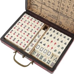 Vintage Chinese Mahjong Set Traditional 144 Tiles Mah-Jong Game Set Case Box