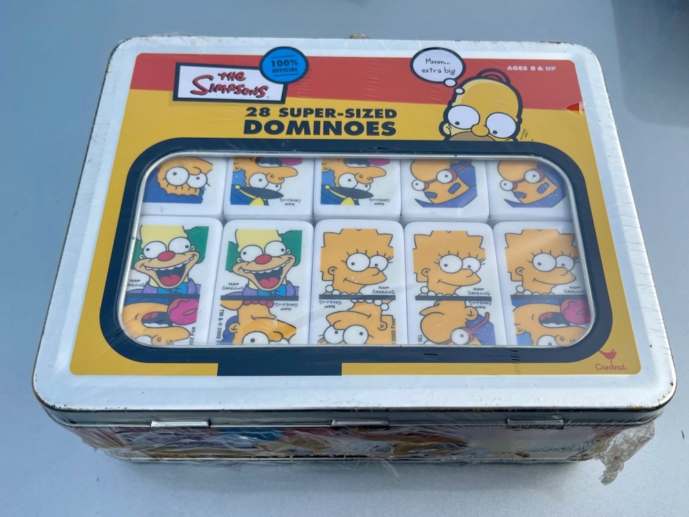 THE SIMPSONS 28 Super-Sized Dominoes Game Lunchbox Style Tin New SEALED 2002 V