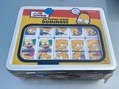 THE SIMPSONS 28 Super-Sized Dominoes Game Lunchbox Style Tin New SEALED 2002 V