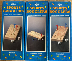 VTG Sports Bogglers Wooden Games by Russ Berrie NOS Football, Basketball, Derby