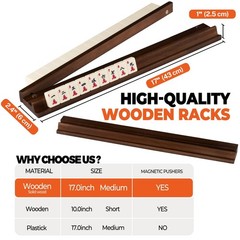 Wooden Mahjong Rack Set with Pusher – 4 Magnetic Racks for Easy Gameplay