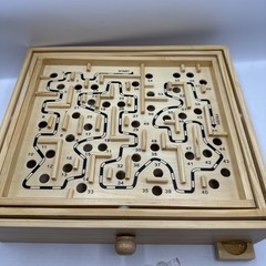 Labyrinth Wooden Board Game by Cardinal With 2 Balls and Box 2004 Item #190