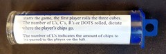 LCR (Left, Center, Right) Single Blue Tube Dice Game + Instructions [VHTF] (EUC)