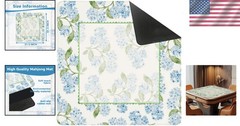 Blue Hydrangea Floral Anti-Slip Mahjong Mat 31.5in – Perfect for Game Gatherings