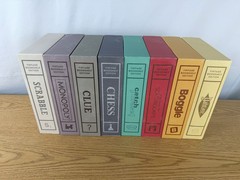 Collection of 8 Vintage Bookshelf Games Linen Book by WS Game Company Open Box