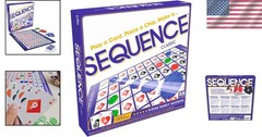 Family SEQUENCE Game with Folding Board – Fun for All Ages 7+ – Strategy Skills