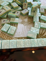 4-Layer Acrylic American Mahjong Set 160Pcs Ocean Shell Engraved Tiles fast ship