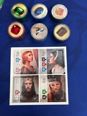 Splendor Promo Translucent Alt Gems Token Set 6 Colors (Gold)+Promo Noble Tiles