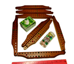 PEGS & JOKERS SOLID WALNUT Social Security Board game 8 Player Unicorn Cards and