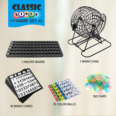 Deluxe Bingo Game Set w/Metal Bingo Cage Perfect for the Whole Family FriendsANY