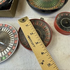 LOT 1940’s Vintage Pocket Roulette Red Tin Toy Mini Travel Antique Wheel Games