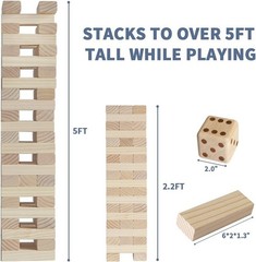 Giant Tumble Tower Family Games for Kids and Adults 60 Blocks New Zealand Pin…