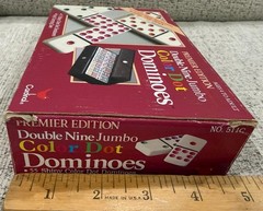 Cardinal Premier Double Nine Jumbo Color Dot Dominoes Set Vinyl Case NEW