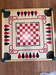 Vintage Carrom 108RS Game Board Complete w/ Box 100+ Games Checkers USA
