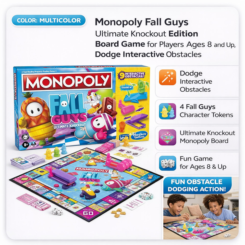 Monopoly Fall Guys Ultimate Knockout Edition Board Game Ages 8+ Family Fun