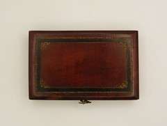Antique complete Miniature Domino Set in Wood Portable Box Rich Patina