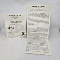 Set of 2 Vintage Monopoly Replacement Instruction Manuals ©1961 Long & Short