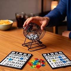 Deluxe Bingo Game Set w/Metal Bingo Cage Perfect for the Whole Family FriendsANY