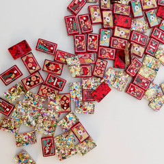 Premium American Mahjong Set 160pcs – Red Confetti – Made to Order