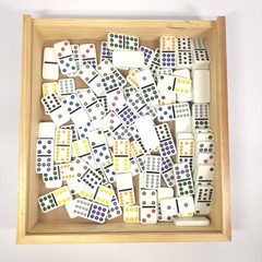 Cardinal Classic Collection Mexican Train Dominoes Wood Box Complete Game
