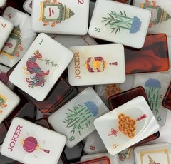 New high-end Red flame color American Mahjong Tiles set ,160 tiles+ Bag