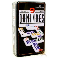 Double Nine Dominoes Set Storage Tin for Families and Kids Ages 8 & up Doble 9