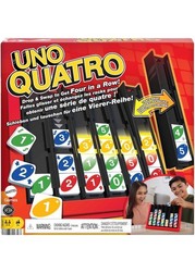 UNO Quatro Game with Colored Tiles & Plastic Game Grid for Adults/Family