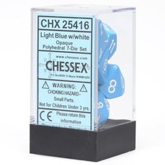 Chessex Light Blue/White Opaque Dice 7-Dice Set (D20/12/10/%/8/6/4) CHX25416