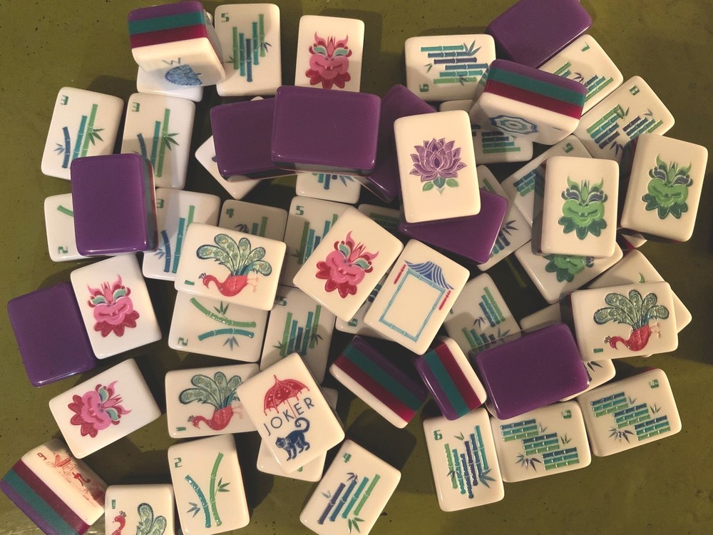 American Mahjong Tiles Deep Purple Engraved 4-Layer Acrylic