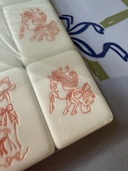 Luxury American Mahjong Tile Set + Matching Floral Mat | White Acrylic | New