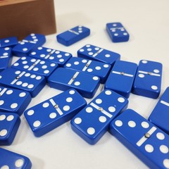 Dominoes Double Six All Urea Pieces Metal Spin Blue Bramy Brand Game Set Case
