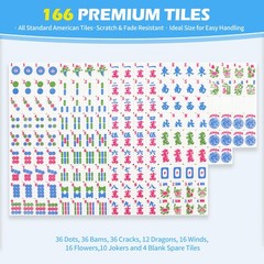 Jolitac American Mahjong Game Set, 166 Premium 10 inches x 3 inches, Blue