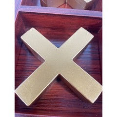 Large Decorative Gold and Wood Tic Tac Toe Coffee Table Game Set 12×12 Board
