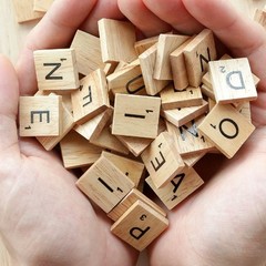 QMET 500 Wood Letter Tiles,Scrabble 5 x 8.8 x 3 inches, Woodgrain Color