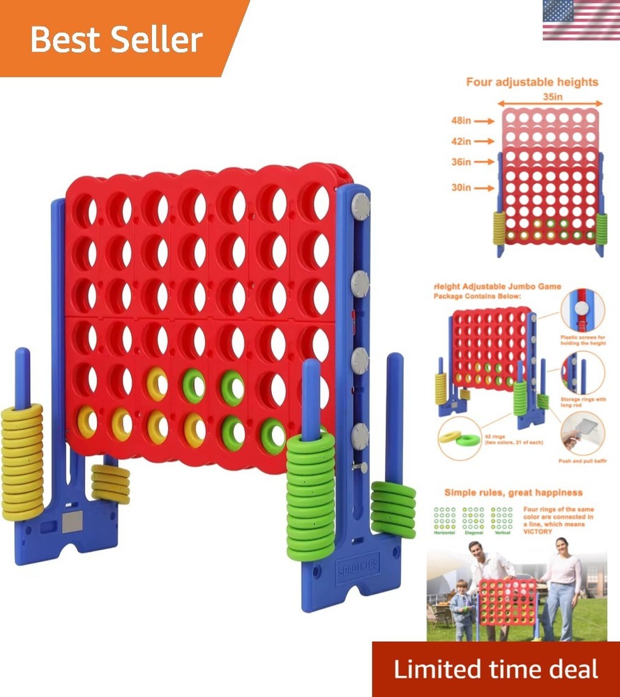 Patent Authorized Giant 4 Connect in a Row Game, Height Adjustable Jumbo Yard…